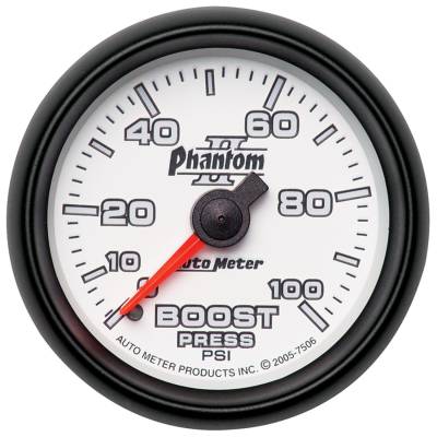 AutoMeter GAUGE, BOOST, 2 1/16" , 100PSI, MECHANICAL, PHANTOM II 7506
