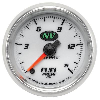 AutoMeter GAUGE, FUEL PRESSURE, 2 1/16" , 15PSI, DIGITAL STEPPER MOTOR, NV 7362