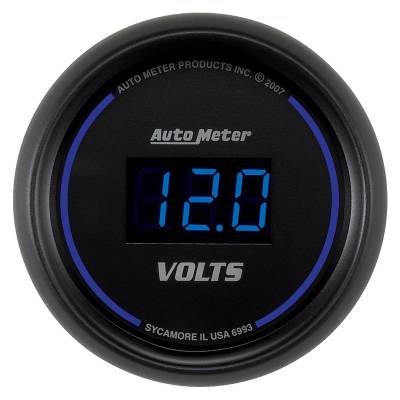 AutoMeter GAUGE, VOLTMETER, 2 1/16" , 18V, DIGITAL, BLACK DIAL W/ BLUE LED 6993