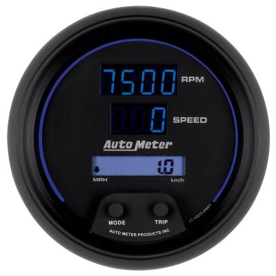 AutoMeter GAUGE, TACH/SPEEDO, 3 3/8", 260MPH/260KMH/10KRPM, PRGRAM, DIGITAL, BK W/ BLU LED 6987