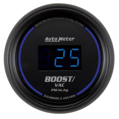 AutoMeter GAUGE, VAC/BOOST, 2 1/16" , 30INHG-30PSI, DIGITAL, BLACK DIAL W/ BLUE LED 6959