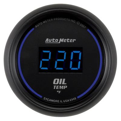 AutoMeter GAUGE, OIL TEMP, 2 1/16" , 340 Degrees F, DIGITAL, BLACK DIAL W/ BLUE LED 6948