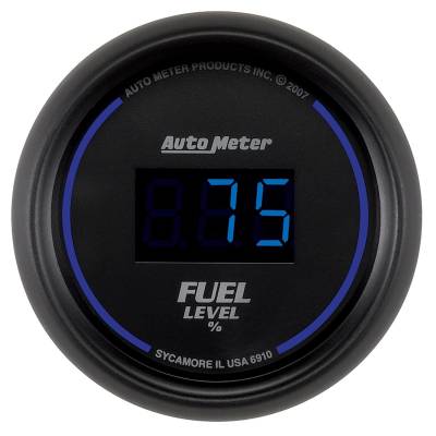 AutoMeter GAUGE, FUEL LEVEL, 2 1/16", 0-280O PROGRAMMABLE, DIGITAL, BLACK DIAL W/ BLUE LED 6910