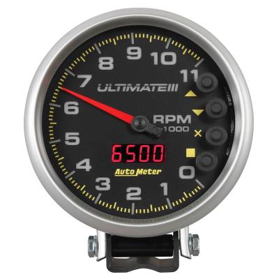 AutoMeter GAUGE, TACH, 5" , 11K RPM, PEDESTAL, DATALOGGING, ULTIMATE III PLAYBACK, BLACK 6888