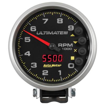 AutoMeter GAUGE, TACH, 5" , 9K RPM, PEDESTAL, DATALOGGING, ULTIMATE III PLAYBACK, BLACK 6887