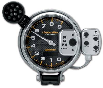 AutoMeter GAUGE, TACH, 5", 9K RPM, PRO-STOCK PEDESTAL W/ SUPER LITE & PK MEM, CARBON FIBER 6835