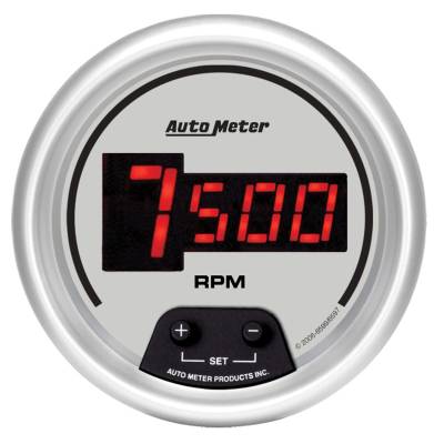 AutoMeter GAUGE, TACH, 3 3/8" , 10K RPM, IN-DASH, DIGITAL, SILVER DIAL W/ RED LED 6597