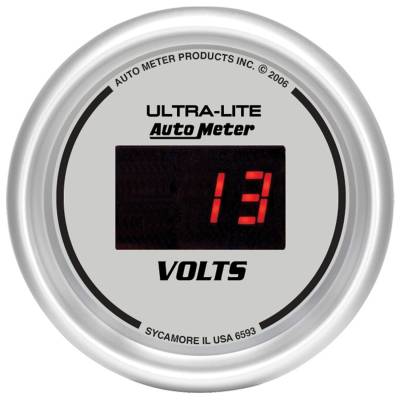 AutoMeter GAUGE, VOLTMETER, 2 1/16" , 18V, DIGITAL, SILVER DIAL W/ RED LED 6593