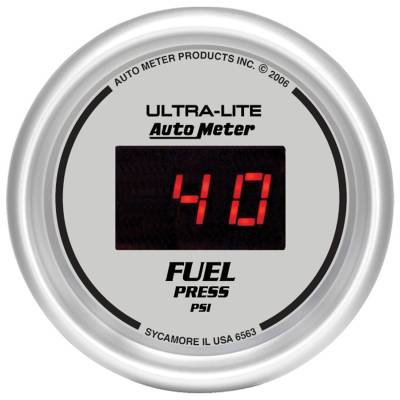 AutoMeter GAUGE, FUEL PRESSURE, 2 1/16" , 100PSI, DIGITAL, SILVER DIAL W/ RED LED 6563