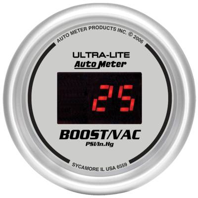AutoMeter GAUGE, VAC/BOOST, 2 1/16" , 30INHG-30PSI, DIGITAL, SILVER DIAL W/ RED LED 6559