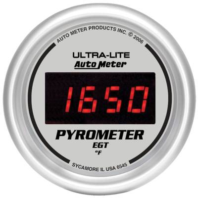 AutoMeter GAUGE, PYROMETER (EGT), 2 1/16", 1600 Degrees F, DIGITAL, SILVER DIAL W/ RED LED 6545