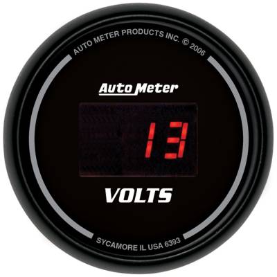 AutoMeter GAUGE, VOLTMETER, 2 1/16" , 18V, DIGITAL, BLACK DIAL W/ RED LED 6393
