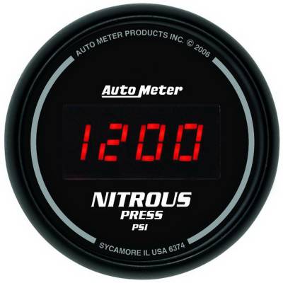 AutoMeter GAUGE, NITROUS PRESSURE, 2 1/16" , 1600PSI, DIGITAL, BLACK DIAL W/ RED LED 6374