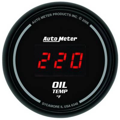 AutoMeter GAUGE, OIL TEMP, 2 1/16" , 340 Degrees F, DIGITAL, BLACK DIAL W/ RED LED 6348