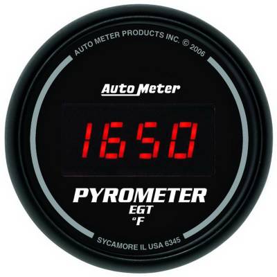 AutoMeter GAUGE, PYROMETER (EGT), 2 1/16" , 1600 Degrees F, DIGITAL, BLACK DIAL W/ RED LED 6345