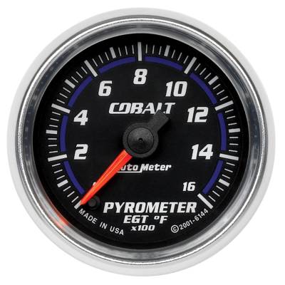 AutoMeter GAUGE, PYROMETER (EGT), 2 1/16" , 1600 Degrees F, DIGITAL STEPPER MOTOR, COBALT 6144