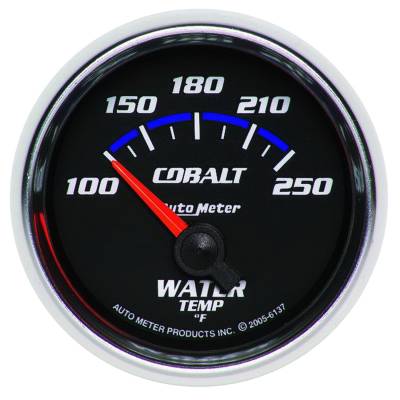 AutoMeter GAUGE, WATER TEMP, 2 1/16" , 100-250 Degrees F, ELECTRIC, COBALT 6137