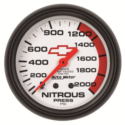 AutoMeter GAUGE, NITROUS PRESSURE, 2 5/8" , 2000PSI, MECHANICAL, GM BOWTIE WHITE 5828-00406