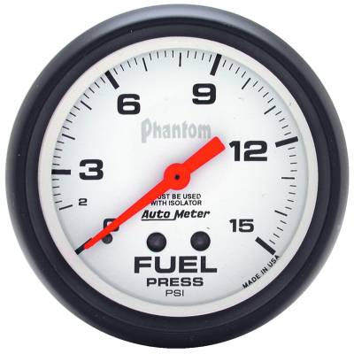 AutoMeter GAUGE, FUEL PRESSURE, 2 5/8" , 15PSI, MECHANICAL W/ISOLATOR, PHANTOM 5813