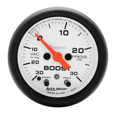 AutoMeter GAUGE, VAC/BOOST, 2 1/16" , 30INHG-30PSI, STEPPER MOTOR W/PEAK & WARN, PHANTOM 5777