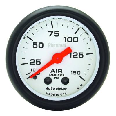 AutoMeter GAUGE, AIR PRESS, 2 1/16" , 150PSI, MECHANICAL, PHANTOM 5720