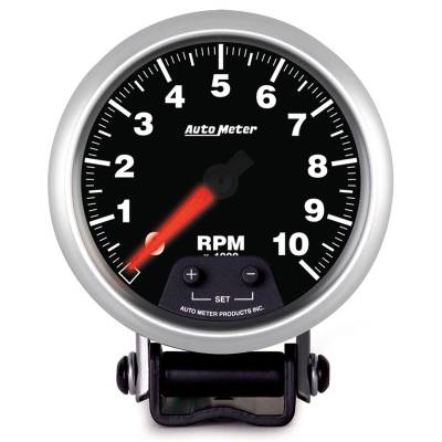 AutoMeter GAUGE, TACH, 3 3/4" , 10K RPM, PEDESTAL W/ SHIFT LIGHT & PEAK MEM, ELITE 5690
