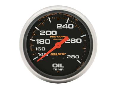 AutoMeter GAUGE, OIL TEMP, 2 5/8" , 140-280 Degrees F, LIQUID FILLED MECH, 12FT., PRO-COMP 5443