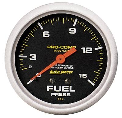 AutoMeter GAUGE, FUEL PRESS, 2 5/8" , 15PSI, LIQUID FILLED MECH, PRO-COMP 5411