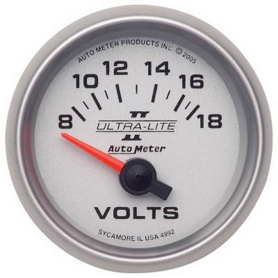 AutoMeter GAUGE, VOLTMETER, 2 1/16" , 18V, ELECTRIC, ULTRA-LITE II 4992