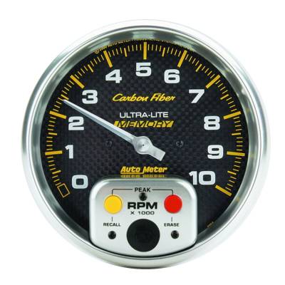 AutoMeter GAUGE, TACHOMETER, 5" , 10K RPM, IN-DASH W/ PEAK MEMORY, CARBON FIBER 4894