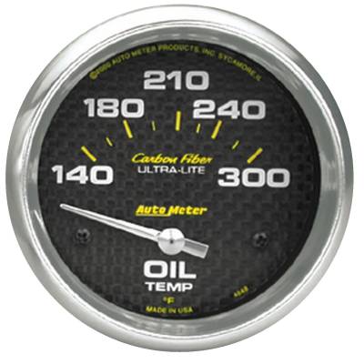 AutoMeter GAUGE, OIL TEMP, 2 5/8" , 140-300 Degrees F, ELECTRIC, CARBON FIBER 4848