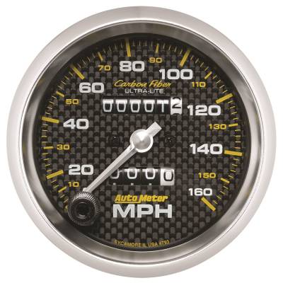 AutoMeter GAUGE, SPEEDOMETER, 3 3/8" , 160MPH, MECHANICAL, CARBON FIBER 4793