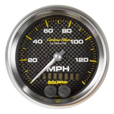 AutoMeter GAUGE, SPEEDOMETER, 3 3/8" , 140MPH, GPS, CARBON FIBER 4780