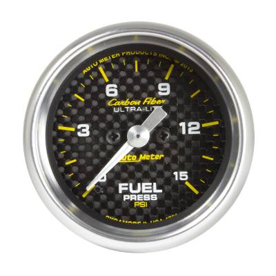 AutoMeter GAUGE, FUEL PRESSURE, 2 1/16" , 15PSI, DIGITAL STEPPER MOTOR, CARBON FIBER 4761