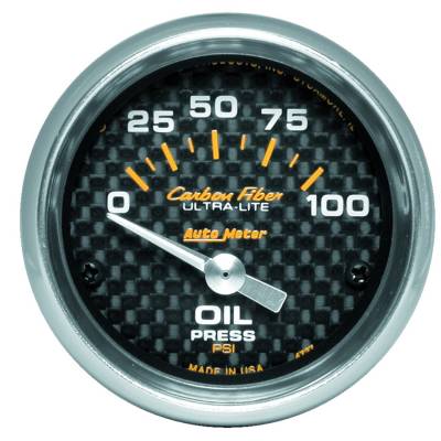 AutoMeter GAUGE, OIL PRESSURE, 2 1/16" , 100PSI, ELECTRIC, CARBON FIBER 4727