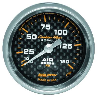 AutoMeter GAUGE, AIR PRESSURE, 2 1/16" , 150PSI, MECHANICAL, CARBON FIBER 4720