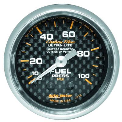 AutoMeter GAUGE, FUEL PRESSURE, 2 1/16" , 100PSI, MECHANICAL, CARBON FIBER 4712