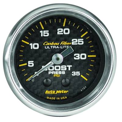 AutoMeter GAUGE, BOOST, 2 1/16" , 35PSI, MECHANICAL, CARBON FIBER 4704
