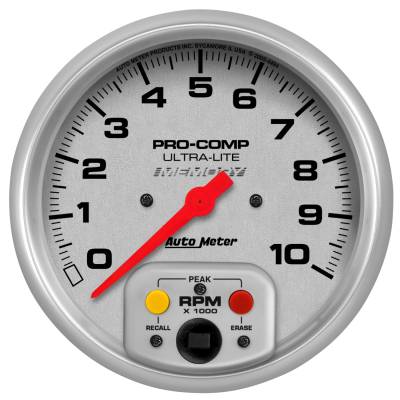 AutoMeter GAUGE, TACHOMETER, 5" , 10K RPM, IN-DASH W/PEAK RPM MEMORY, ULTRA-LITE 4494