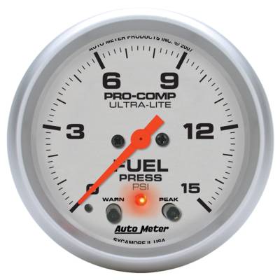 AutoMeter GAUGE, FUEL PRESS, 2 5/8" , 15PSI, DIGITAL STEPPER MOTOR W/PK & WRN, ULTRA-LITE 4470