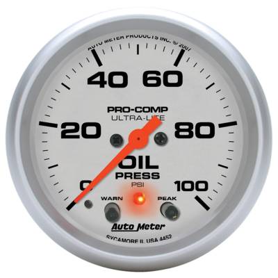 AutoMeter GAUGE, OIL PRESS, 2 5/8", 100PSI, DIGITAL STEPPER MOTOR W/PEAK & WRN, ULTRA-LITE 4452