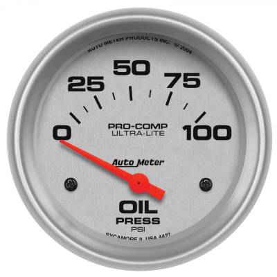 AutoMeter GAUGE, OIL PRESSURE, 2 5/8" , 100PSI, ELECTRIC, ULTRA-LITE 4427