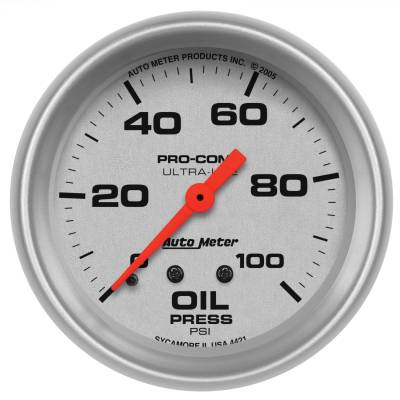 AutoMeter GAUGE, OIL PRESSURE, 2 5/8" , 100PSI, MECHANICAL, ULTRA-LITE 4421