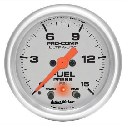 AutoMeter GAUGE, FUEL PRESS, 2 1/16" , 15PSI, STEPPER MOTOR W/PEAK & WARN, ULTRA-LITE 4367