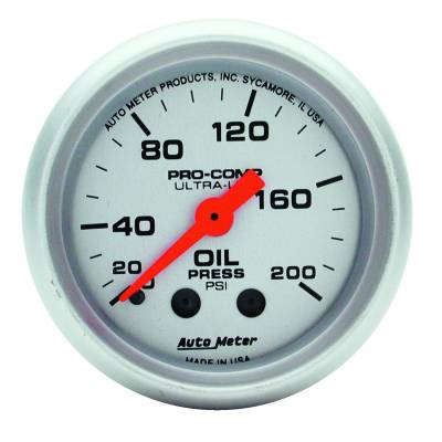 AutoMeter GAUGE, OIL PRESSURE, 2 1/16" , 200PSI, MECHANICAL, ULTRA-LITE 4322