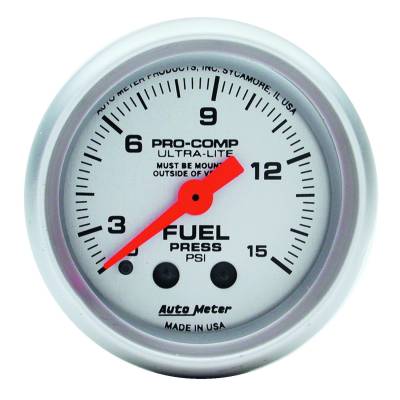 AutoMeter GAUGE, FUEL PRESSURE, 2 1/16" , 15PSI, MECHANICAL W/ISOLATOR, ULTRA-LITE 4313