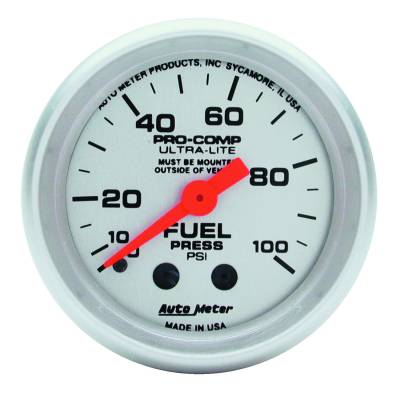 AutoMeter GAUGE, FUEL PRESSURE, 2 1/16" , 100PSI, MECHANICAL, ULTRA-LITE 4312