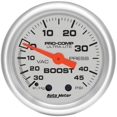 AutoMeter GAUGE, VAC/BOOST, 2 1/16" , 30INHG-45PSI, MECHANICAL, ULTRA-LITE 4308
