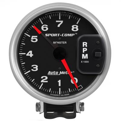 AutoMeter GAUGE, TACHOMETER, 5" , 8K RPM, PEDESTAL W/ RED LINE, SPORT-COMP 3980