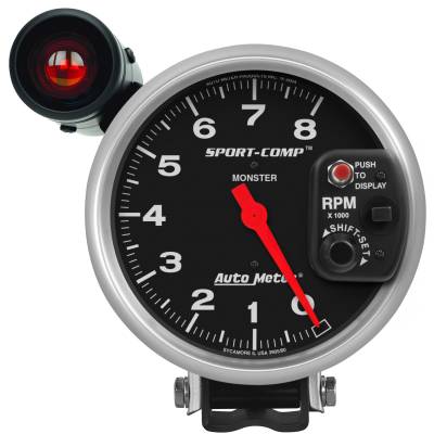 AutoMeter GAUGE, TACHOMETER, 5" , 8K RPM, PEDESTAL W/ EXT. SHIFT-LITE, SPORT-COMP 3905